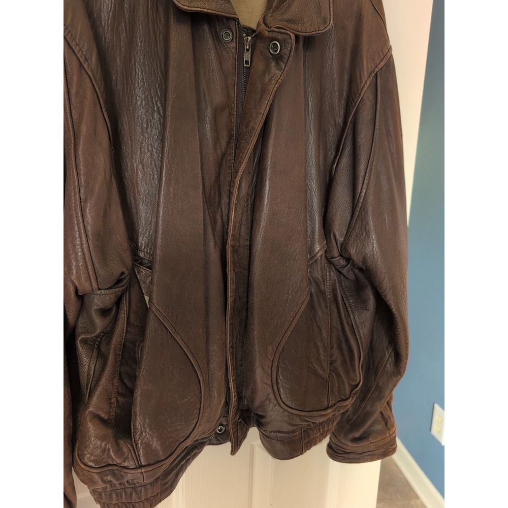 Vintage Expedition Leather Bomber Jacket Made in Korea Brown XL,Incredibly Soft - Picture 14 of 16